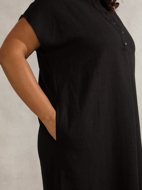 Live Unlimited Linen Midi Shirt Dress In Black