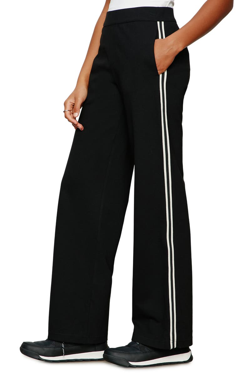 Sanctuary Runway Side Stripe Ponte Track Pants, Alternate, color, Black