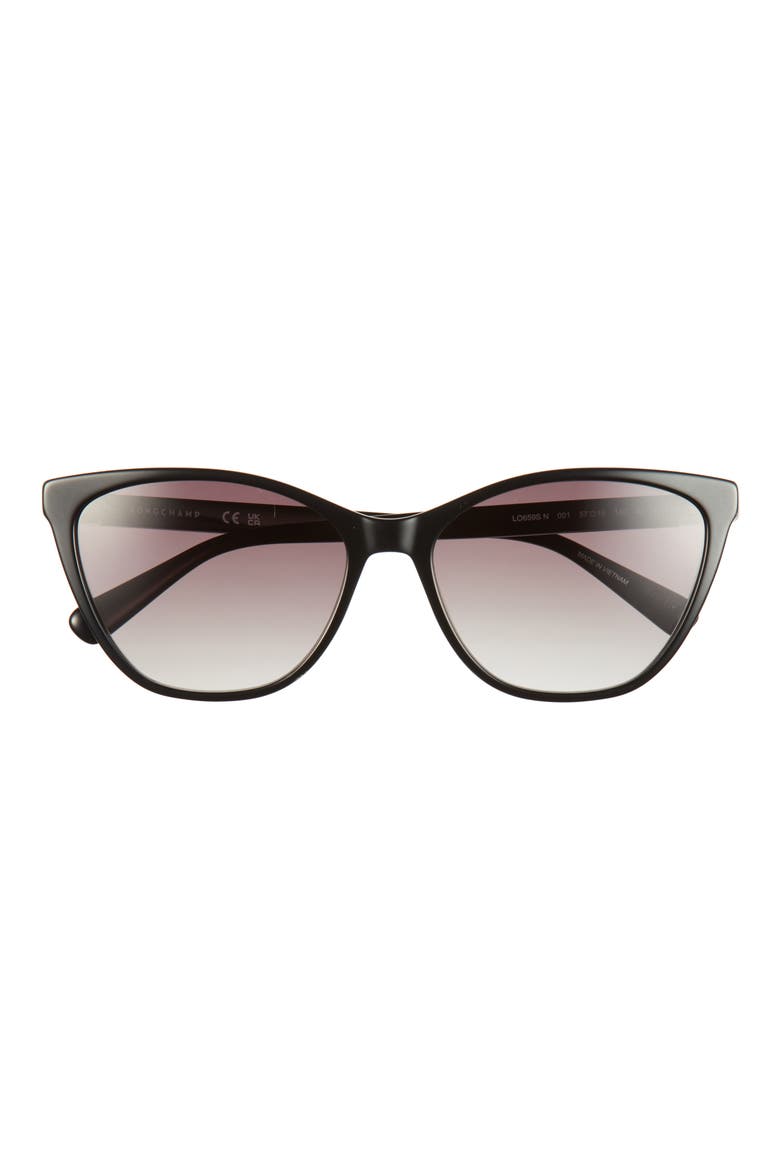 Le Pliage 57mm Gradient Cat Eye Sunglasses, Main, color, BLACK
