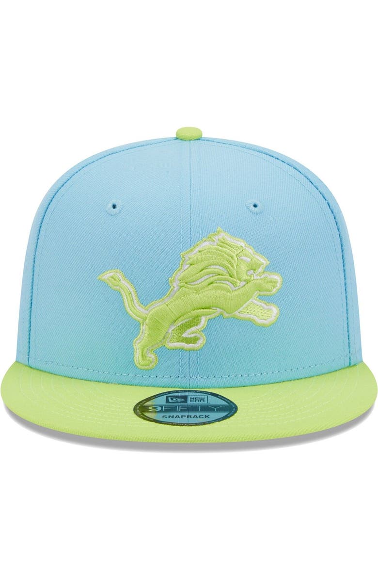 New Era Men's New Era Light Blue/Neon Green Detroit Lions Two-Tone Color Pack 9FIFTY Snapback Hat, Alternate, color, 