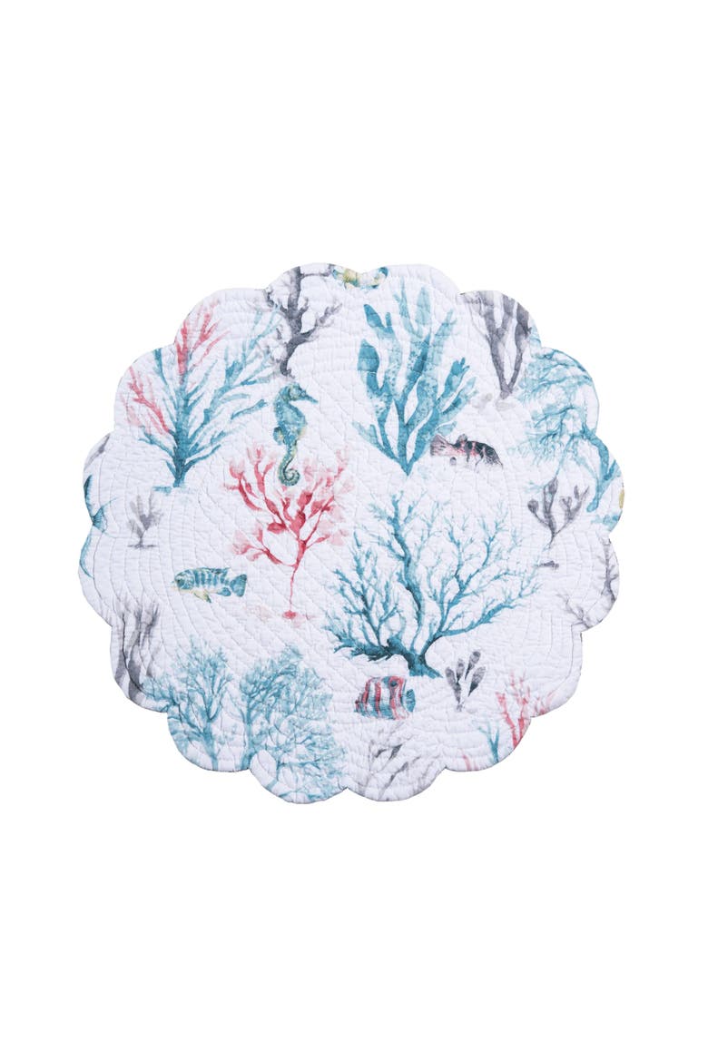 St.Vincent Round Placemats Set of 6, 17", Alternate, color, Blue