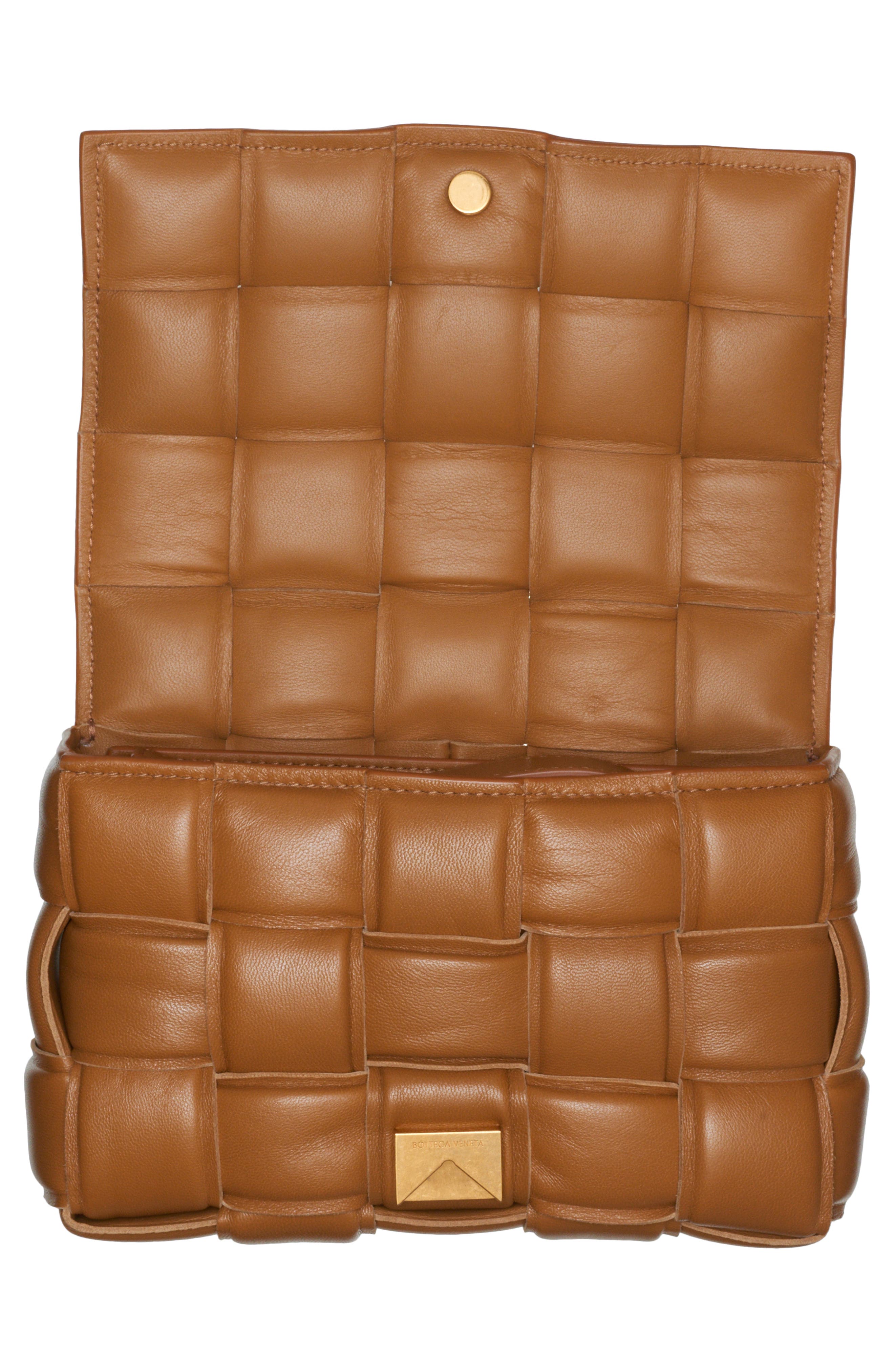 Small Padded Cassette Intrecciato Leather Crossbody Bag, Alternate, color, CAMEL 20-GOLD