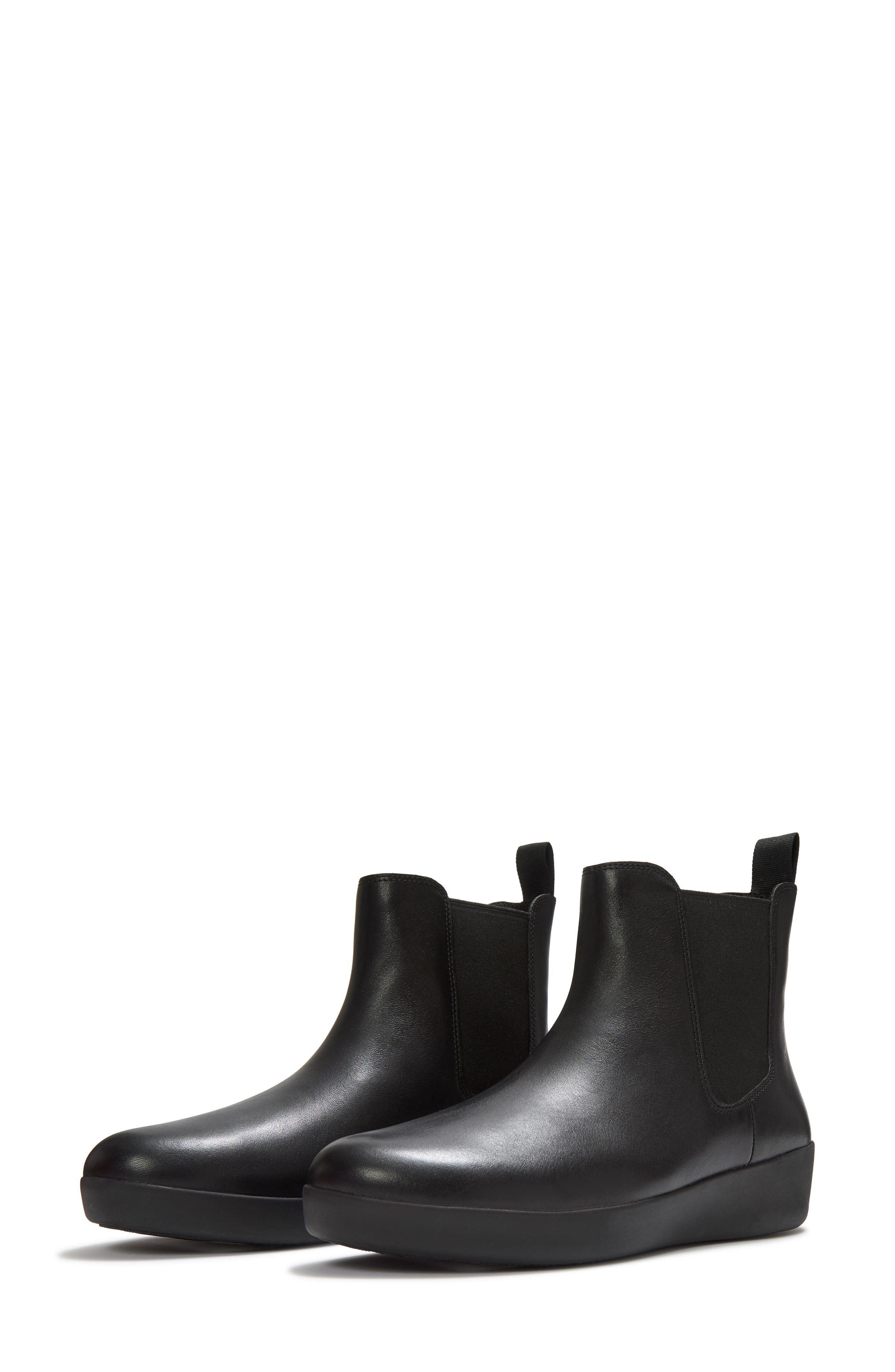 Flowform Leather Chelsea Boot, Alternate, color, ALL BLACK