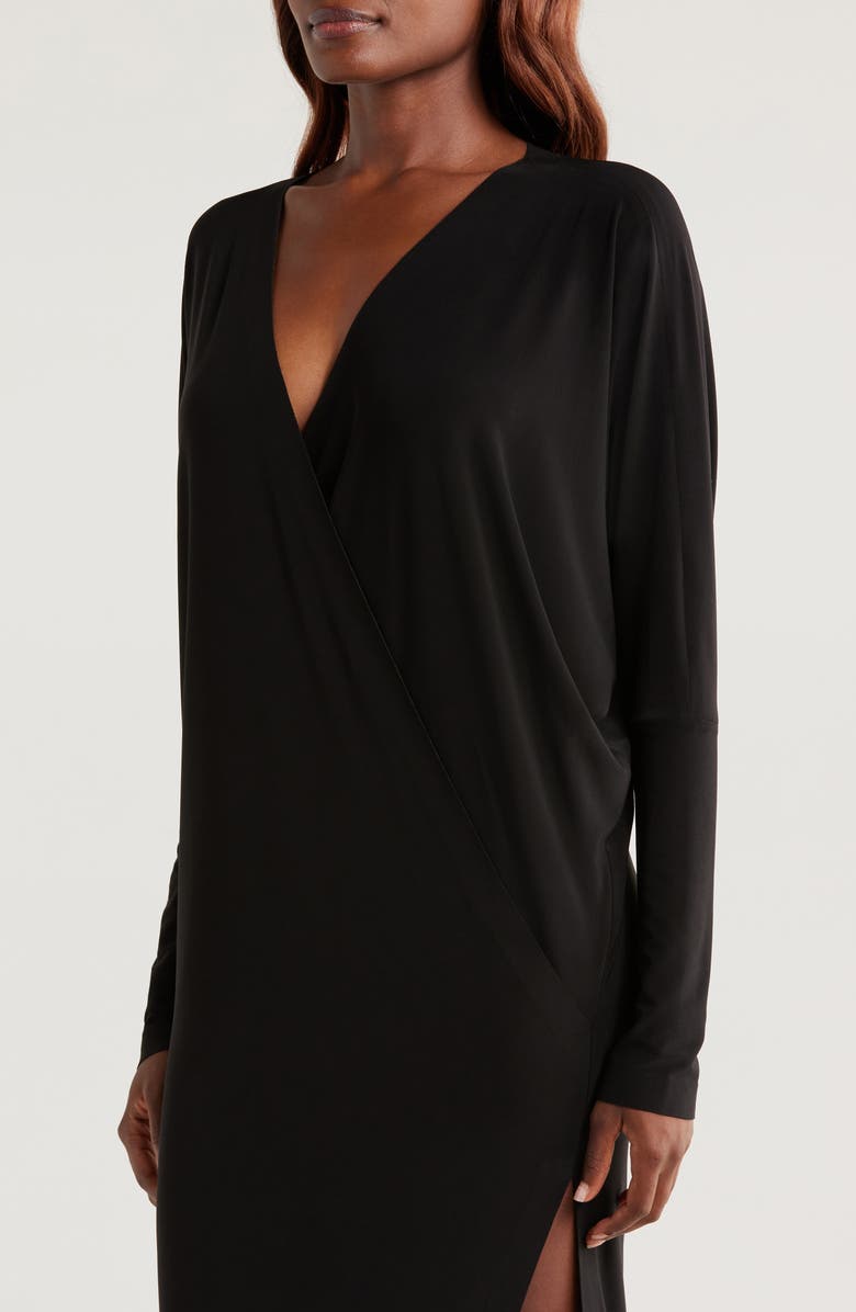 Norma Kamali Dolman Long Sleeve Side Slit Maxi Dress, Alternate, color, 
