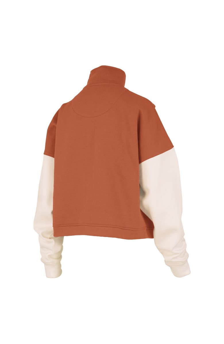 PRESSBOX Women's Pressbox Texas Orange Texas Longhorns Ferrara Color Block Quarter-Zip Sweatshirt, Alternate, color, Burnt Orange
