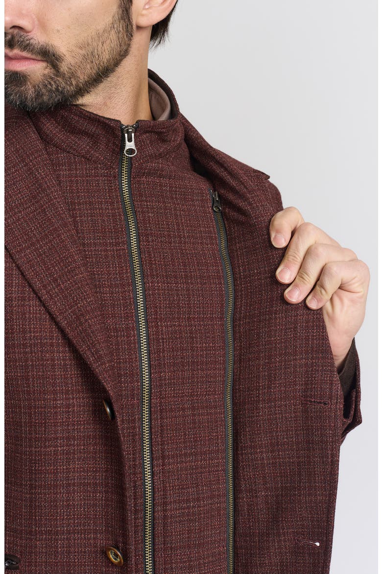 Burgundy Plaid Stretch Wool Hybrid Sport Coat with Removable Bib, Alternate, color, BURGUNDY