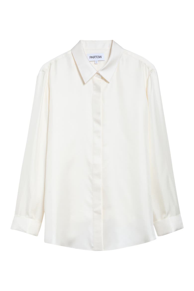 Dahlia Silk Contrast Collar Shirt, Alternate, color, IVORY