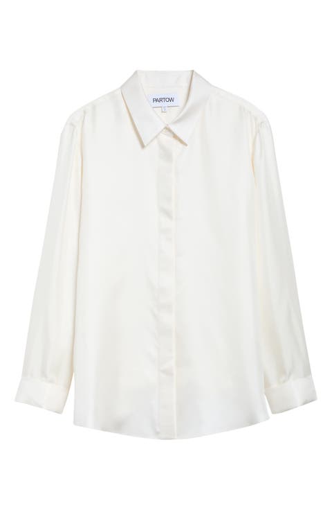Dahlia Silk Contrast Collar Shirt