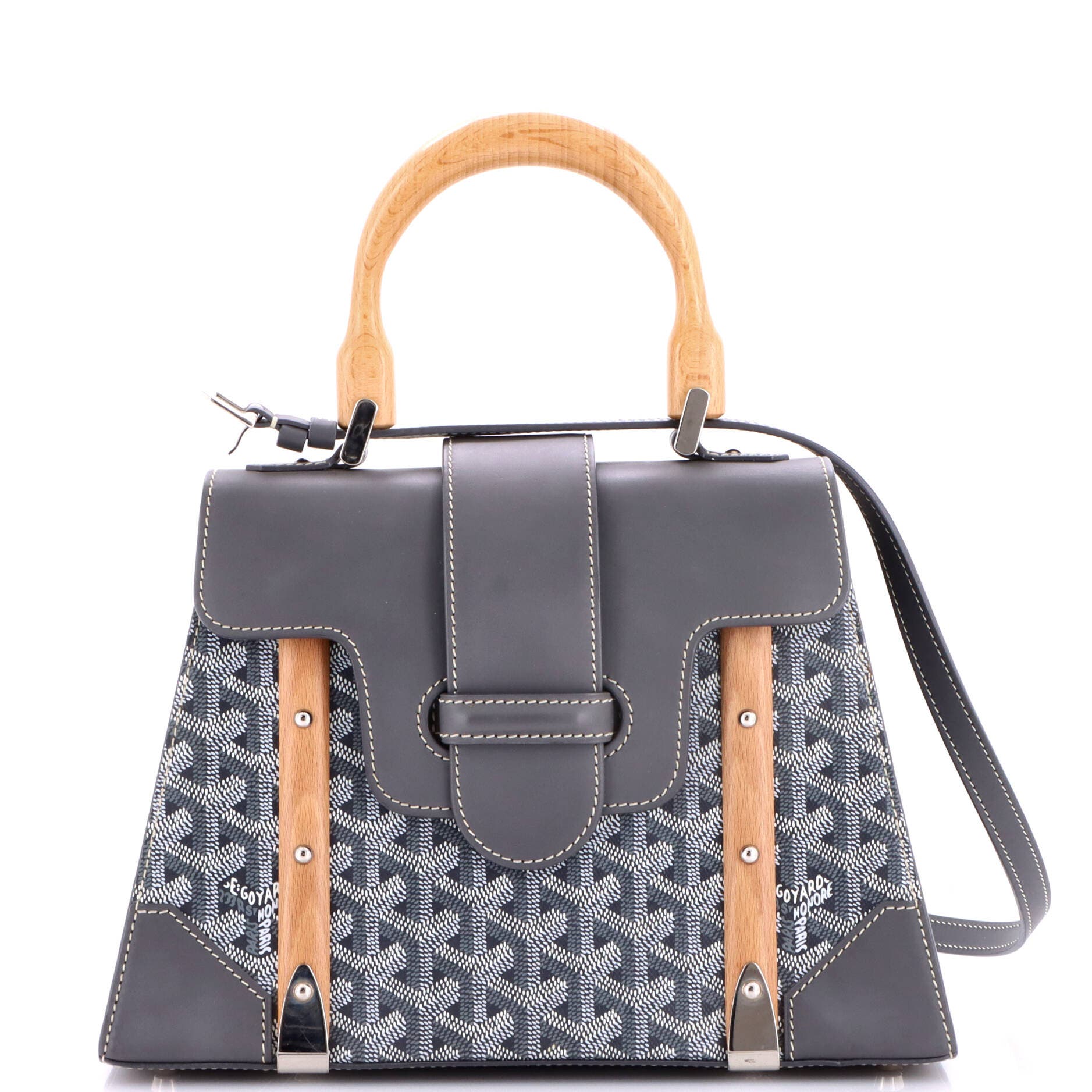 Saigon Top Handle Bag Coated Canvas with Leather PM, Main, color, Grey