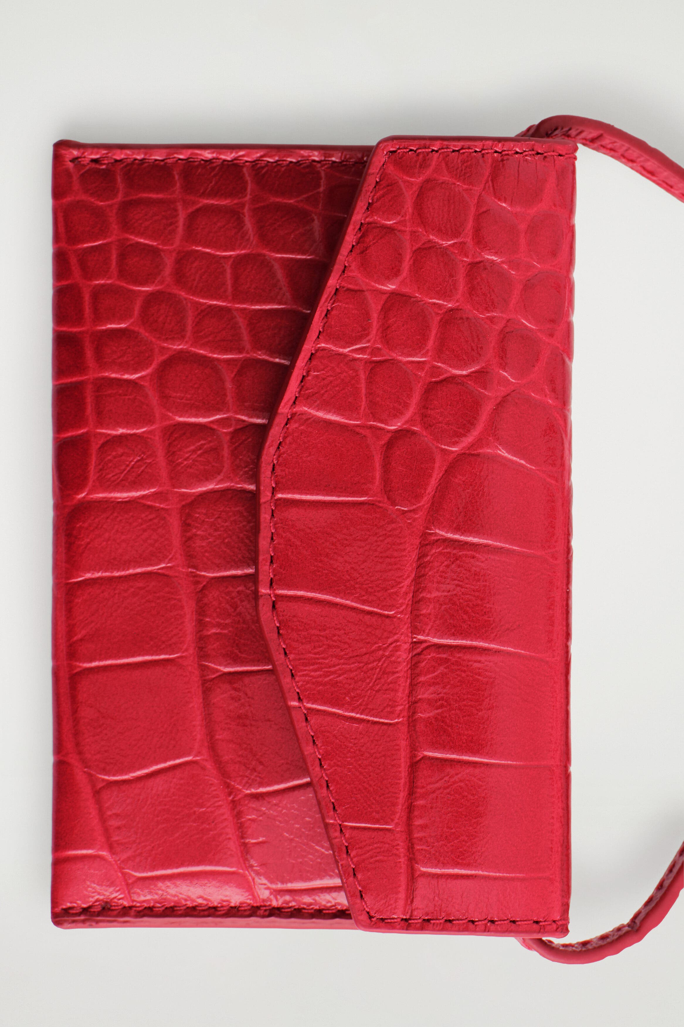 Leather Cardholder, Alternate, color, RED / CROC EFFECT