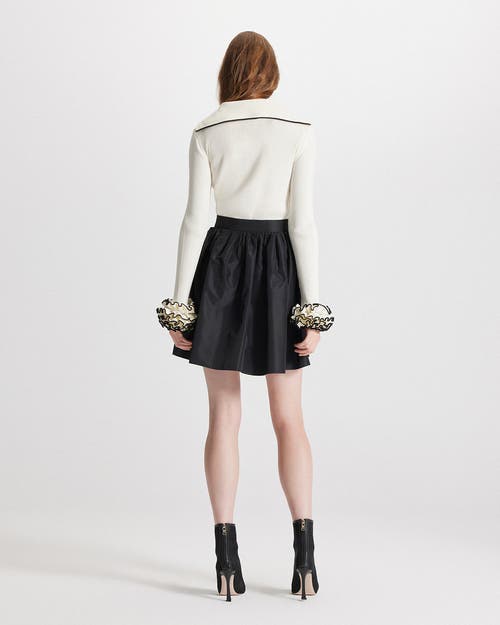 Theo The Label Nomia Ruffle Sleeve Johnny Sweater In White