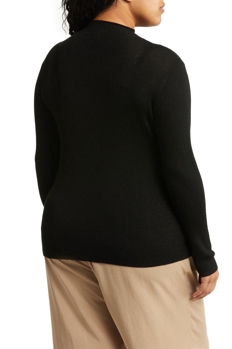 Rib Mock Neck Sweater, Alternate, color, BLACK