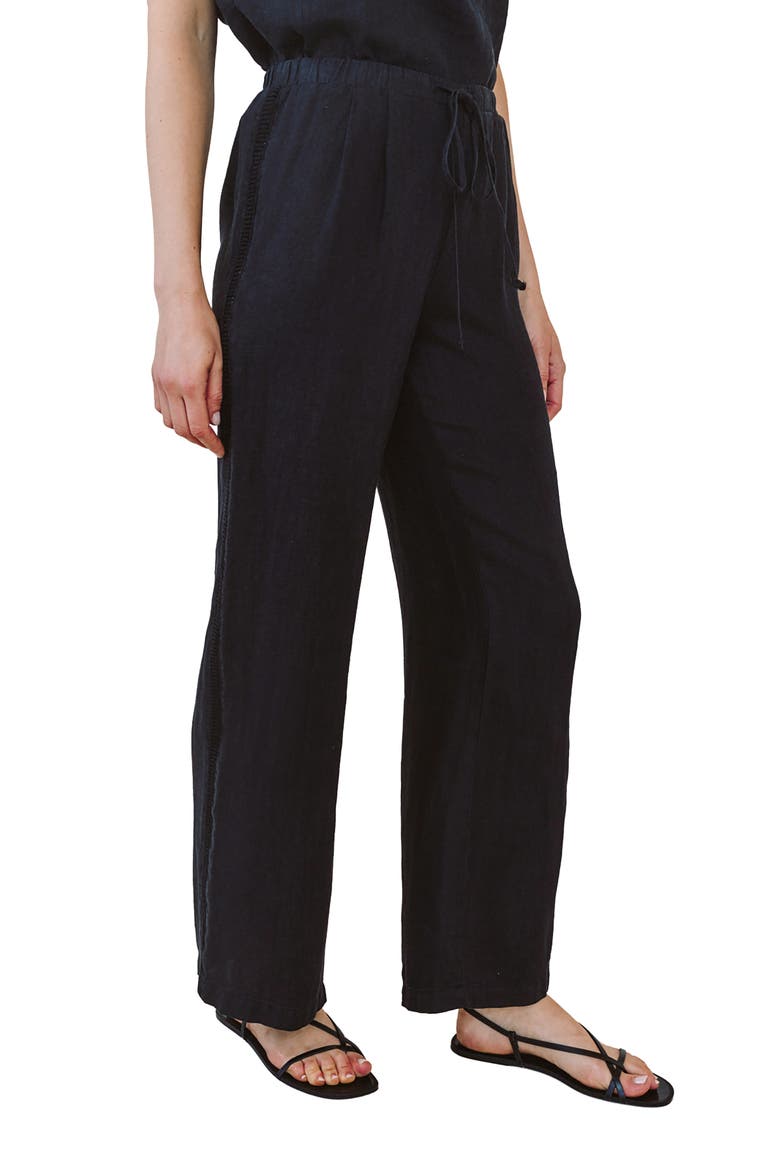 Wide Leg Linen Pants, Alternate, color, BLACK