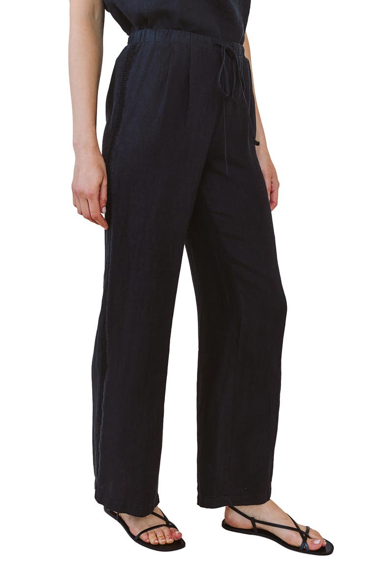 Bella Dahl Wide Leg Linen Pants, Alternate, color, Black
