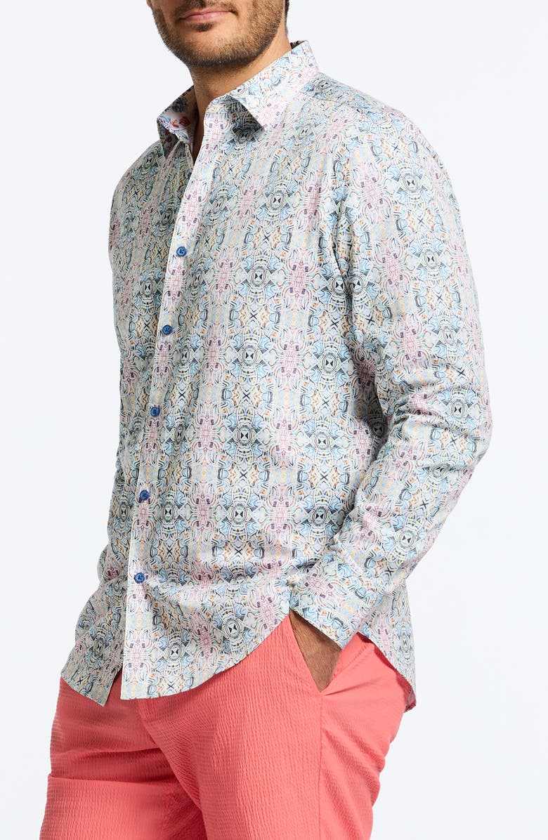 Robert Graham Gomera Tapestry Print Stretch Cotton Button-Up Shirt, Alternate, color, Ivory Multi