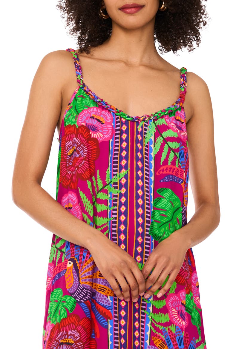 Braid Trim Maxi Dress, Alternate, color, FUCHSIA PINK