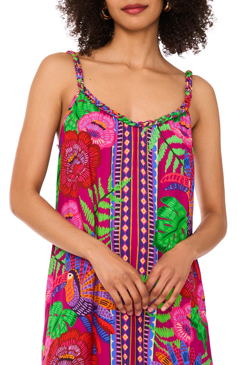 Vince Camuto Braid Trim Maxi Dress, Alternate, color, Fuchsia Pink