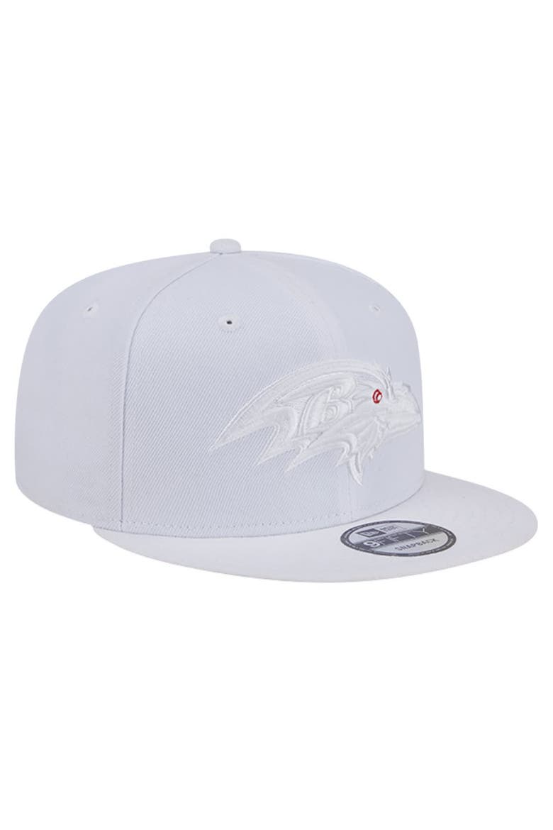 Men's New Era Baltimore Ravens Main White on White 9FIFTY Snapback Hat, Alternate, color, White