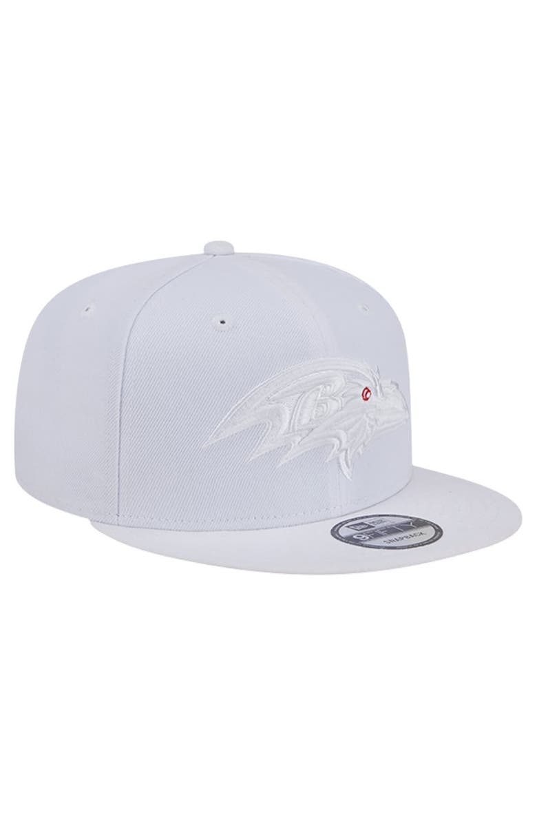 New Era Men's New Era Baltimore Ravens Main White on White 9FIFTY Snapback Hat, Alternate, color, White