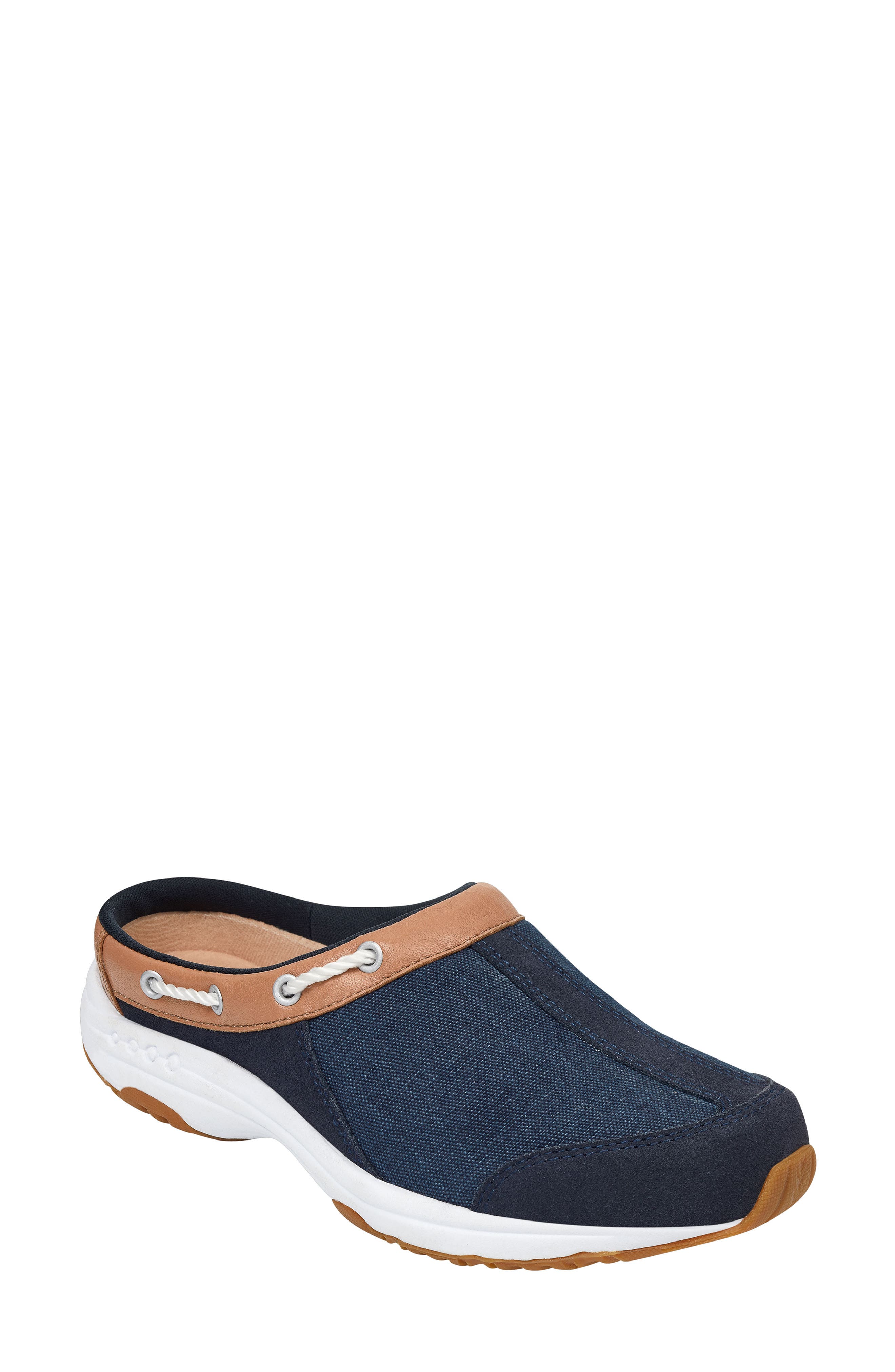 Easy Spirit Travelport Clog, Main, color, Navy Suede