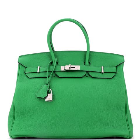 Birkin Handbag Green Togo with Palladium Hardware 35