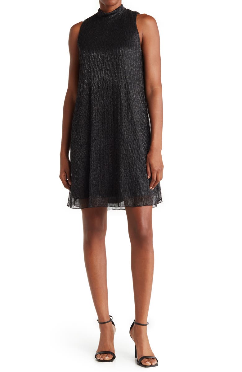 Marina Metallic Mock Neck Shift Dress, Main, color, 