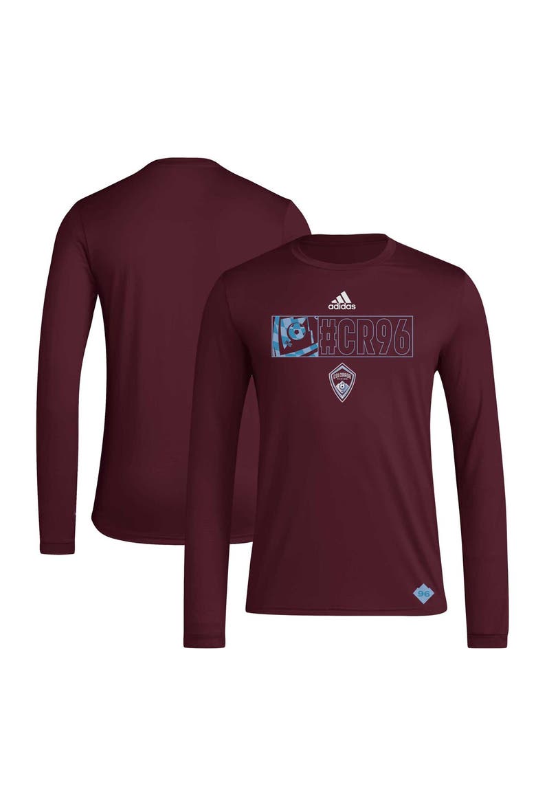 Men's adidas Burgundy Colorado Rapids 2024 Jersey Hook AEROREADY Long Sleeve T-Shirt, Main, color, Burgundy