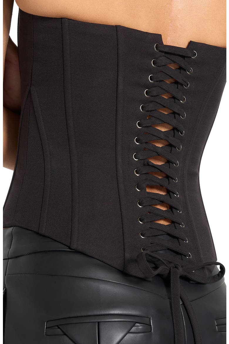 Scarlett Tailored Lace Up Corset, Alternate, color, Black