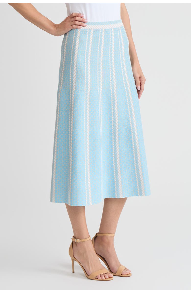Ming Wang Roadmap Pattern Soft Knit Midi Skirt, Alternate, color, Serene/Limestone/White
