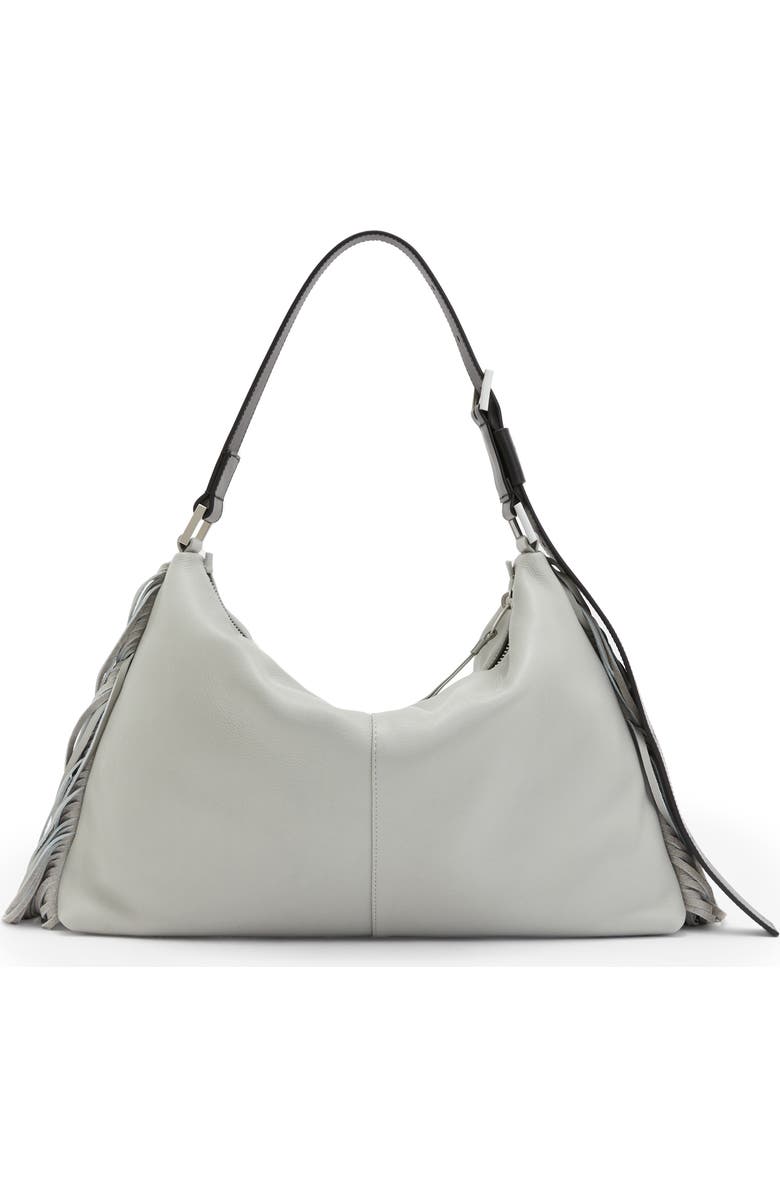 AllSaints Edbury Fringe Leather Shoulder Bag, Alternate, color,
