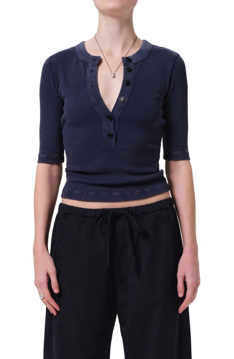 Citizens of Humanity Nali Mineral Wash Elbow Sleeve Henley, Main, color, Mineral Navy