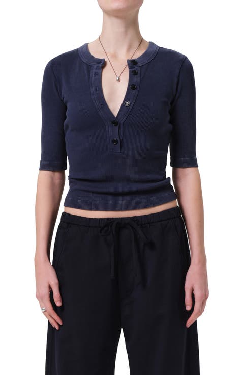 Nali Mineral Wash Elbow Sleeve Henley