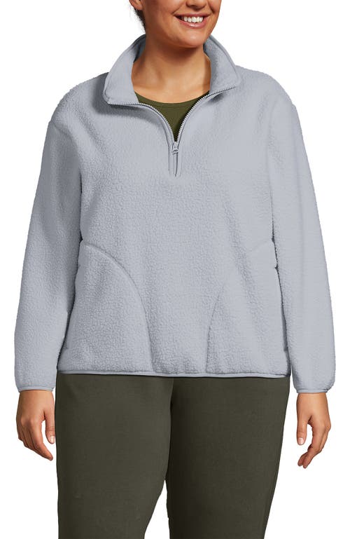 Lands' End Plus Size Half Zip Cozy High Pile Fleece Pullover In Gray