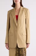 Dries Van Noten One-Button Cotton Twill Blazer
