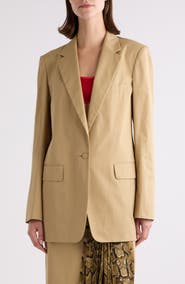Dries Van Noten One-Button Cotton Twill Blazer