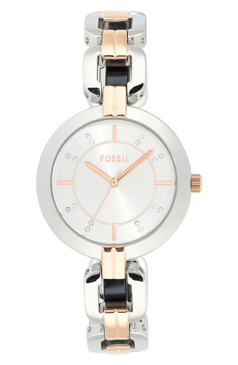 Fossil Kerrigan Two-Tone Bracelet Watch, 32mm, Main, color, Silver/ Two Tone