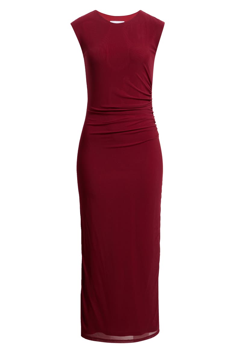 Hazy Charm Side Ruched Maxi Dress, Alternate, color, BURGUNDY