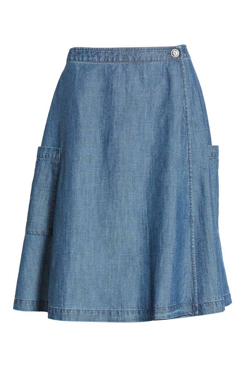 Side Pocket Chambray Wrap Skirt, Alternate, color, CHAMBRAY