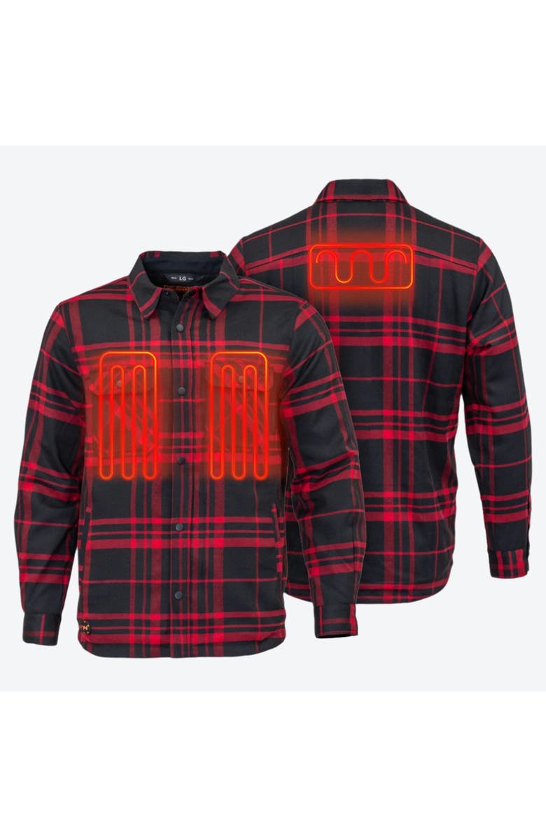 Mobile Warming 3 Season Flannel Heated Shirt Jacket, Alternate, color, Red