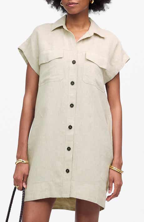 Madewell Short Sleeve Linen Utility Mini Shirtdress