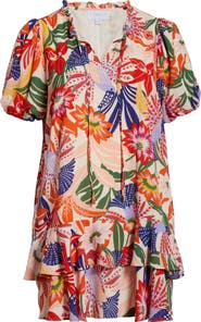 SUGARLIPS Hatley Floral Split Neck Minidress