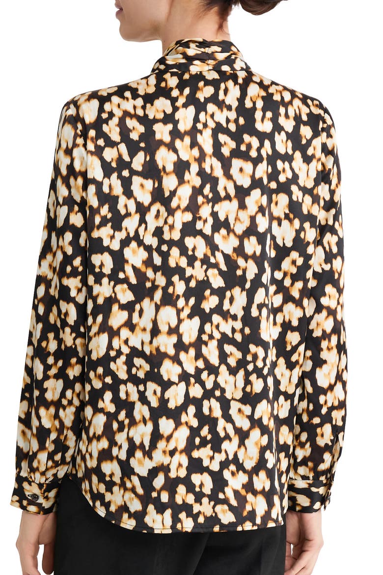 Tie Neck Satin Top, Alternate, color, RICH CHOCOLATE MULTI