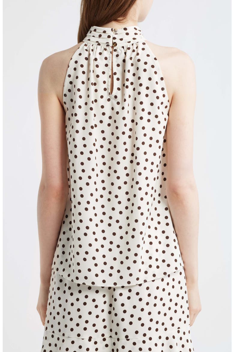 Shirred Neck Sleeveless Top, Alternate, color, WHITE DOVE/ DARK CHOCOLATE
