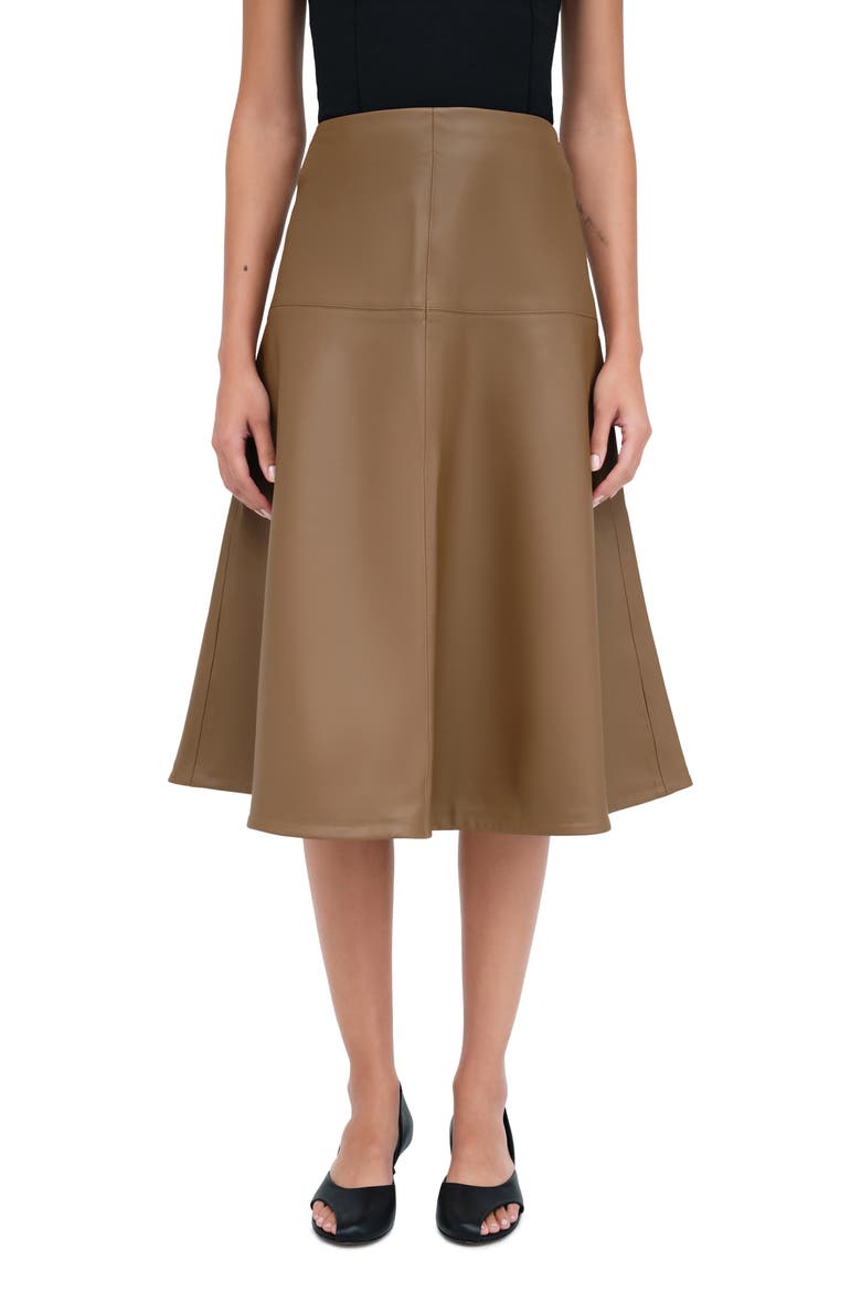 Lexi Faux Leather A-Line Skirt, Main, color, TAUPE