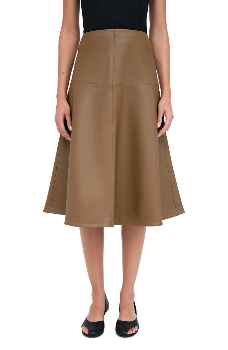 Marcella Lexi Faux Leather A-Line Skirt, Main, color, Taupe