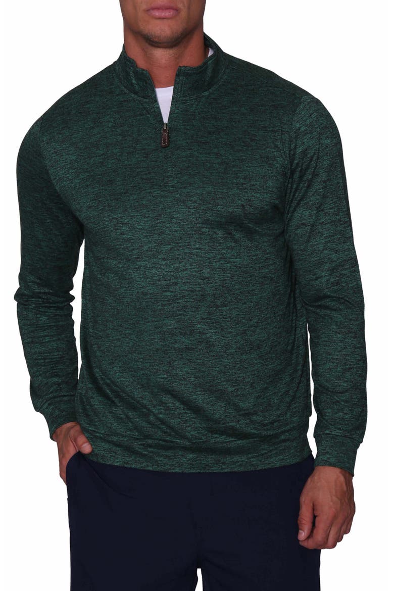 Melange Yarn Long Sleeve Quarter Zip Pullover, Main, color, HUNTER