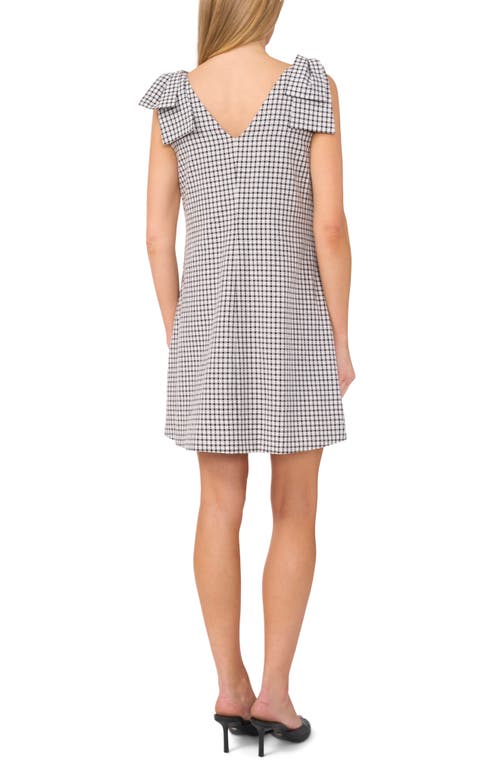 Shop Cece Gingham Bow Shoulder Shift Minidress In Rich Black