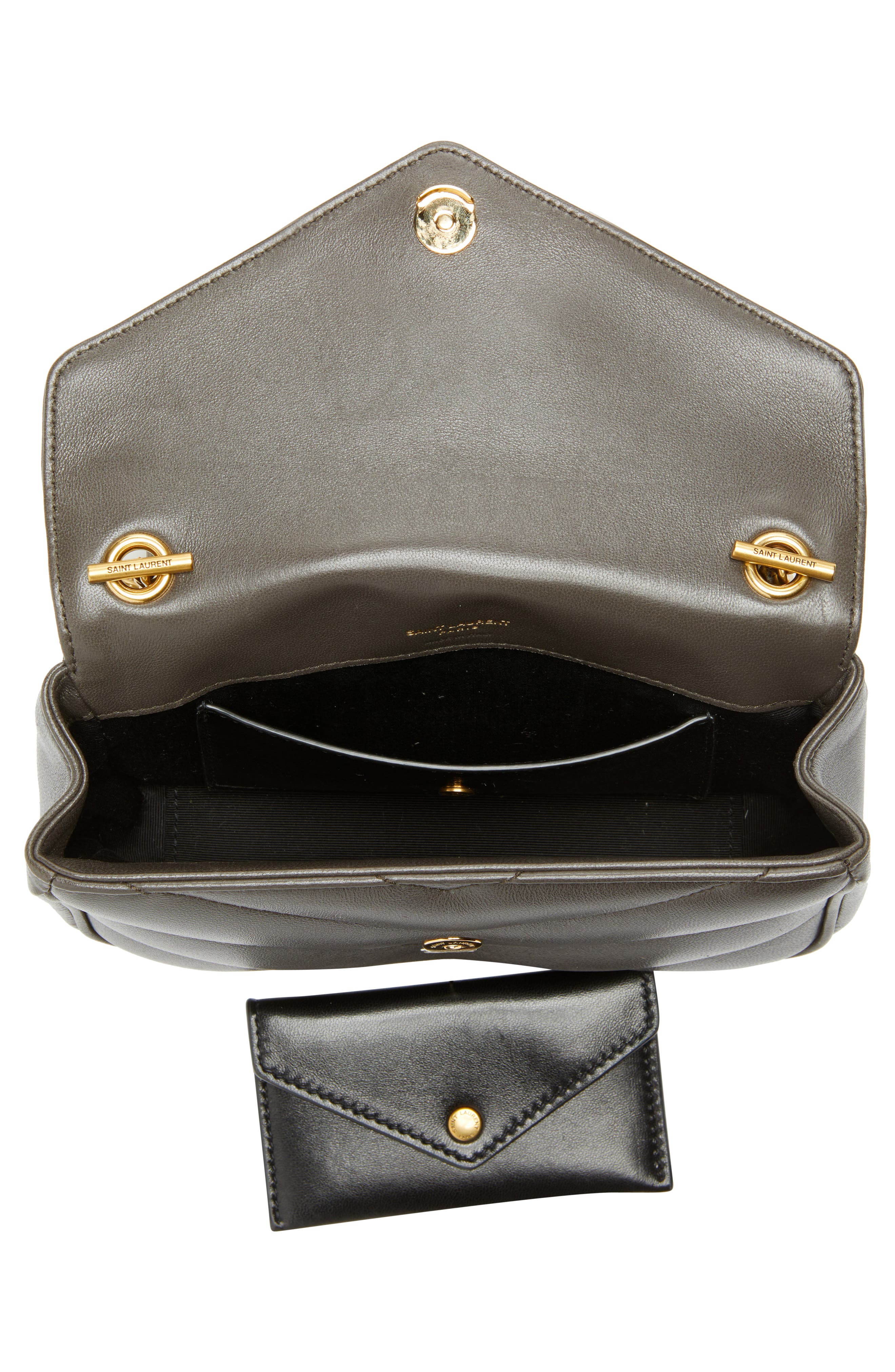 Saint Laurent Toy Loulou Quilted Leather Shoulder Bag, Alternate, color, Urban Grey