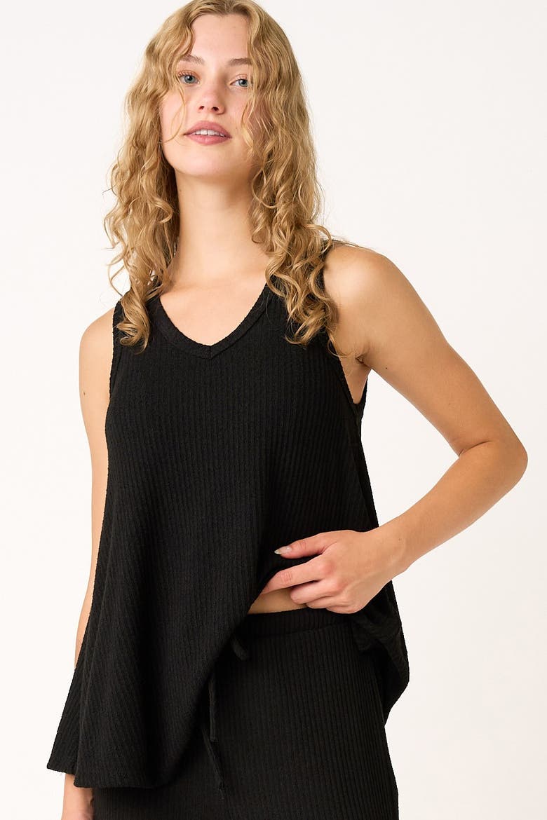 Rib Knit Tank and Pant Set, Alternate, color, Black