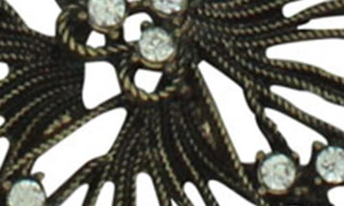 Olivia Welles Antiqued Flower Petal Statement Necklace In Antique Gold/crystal